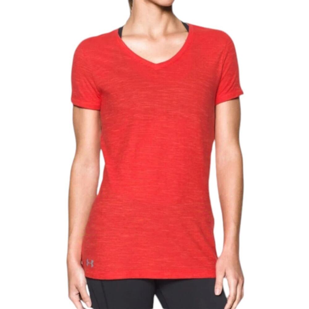 Under Armour Women's Performance Stadium T-Shirt Tee V-Neck Red Size Small